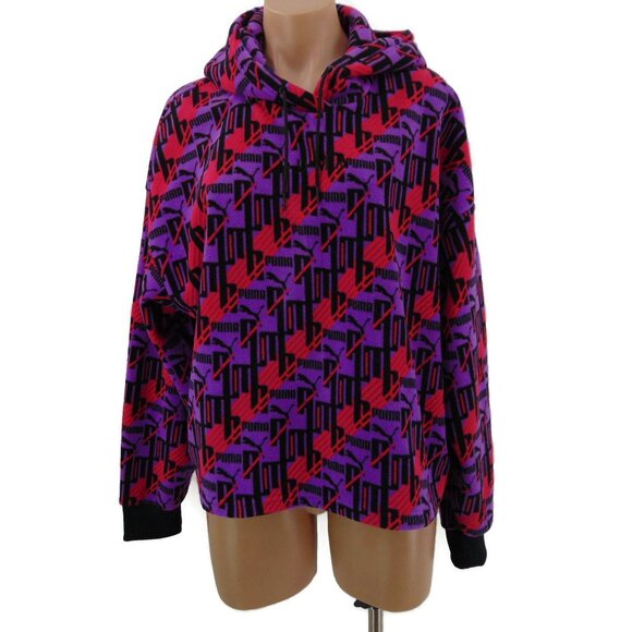 Puma XTG Womens Fleece Purple Pink Hoodie Pullover Size M 59563564 All Over Prin - Picture 1 of 11